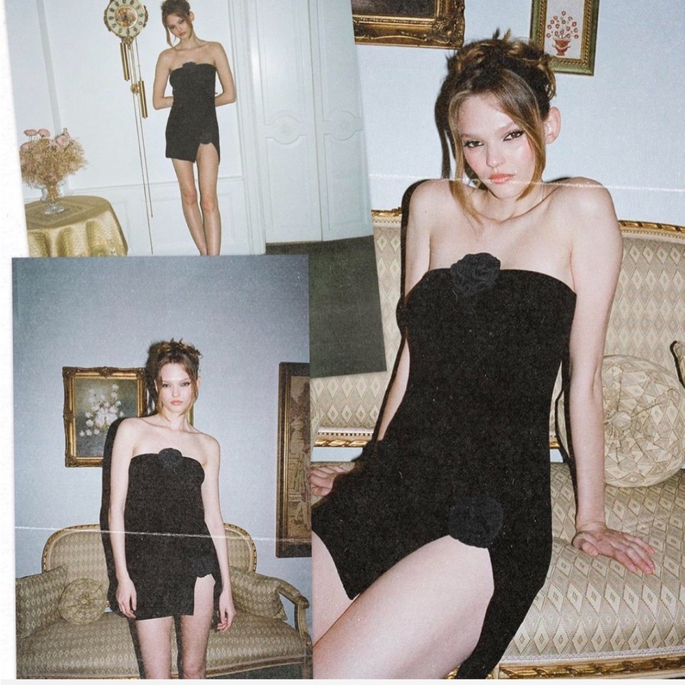 With Jean Mercer Mini Strapless Black Dress